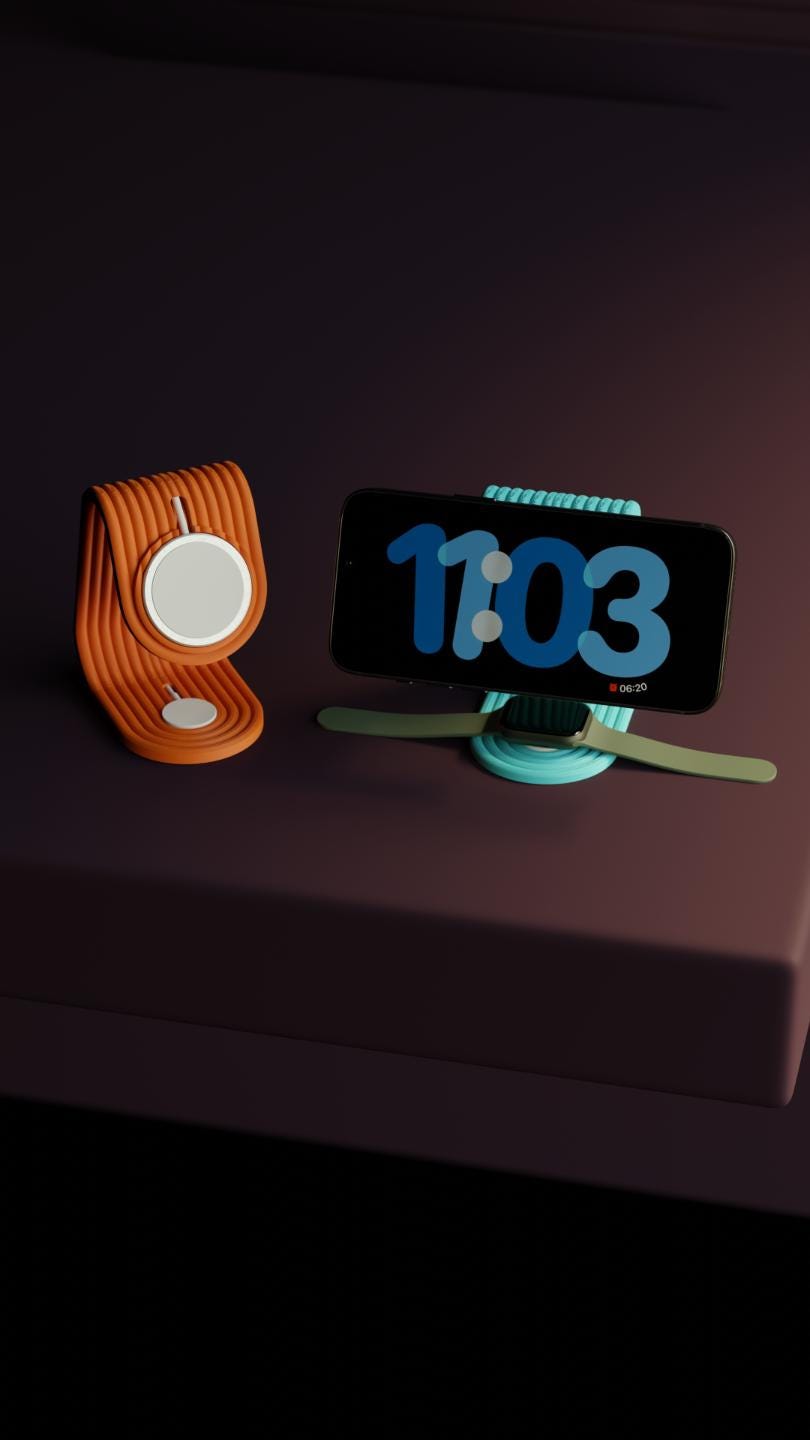 Sleek Modern MagSafe Charger Stand | iPhone, Apple Watch & AirPods Dock | Minimalist Desk Organizer