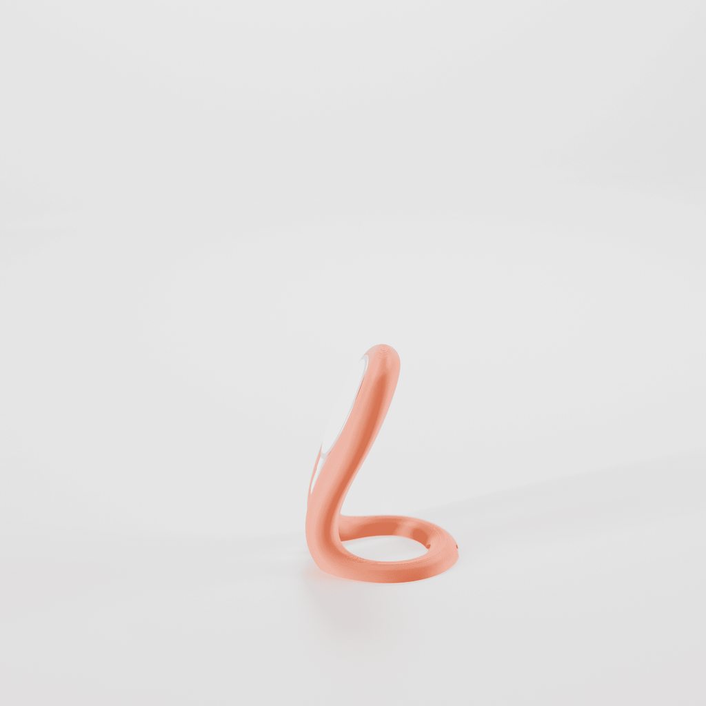 Pink phone stand on a light gray background