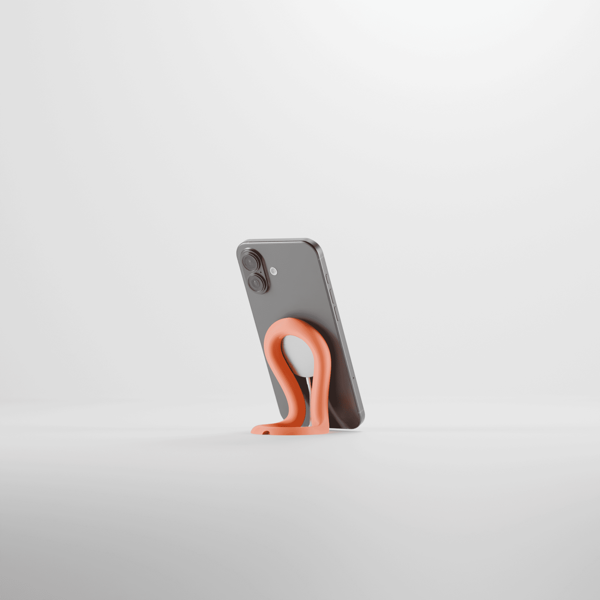 Phone holder with a phone on a white background