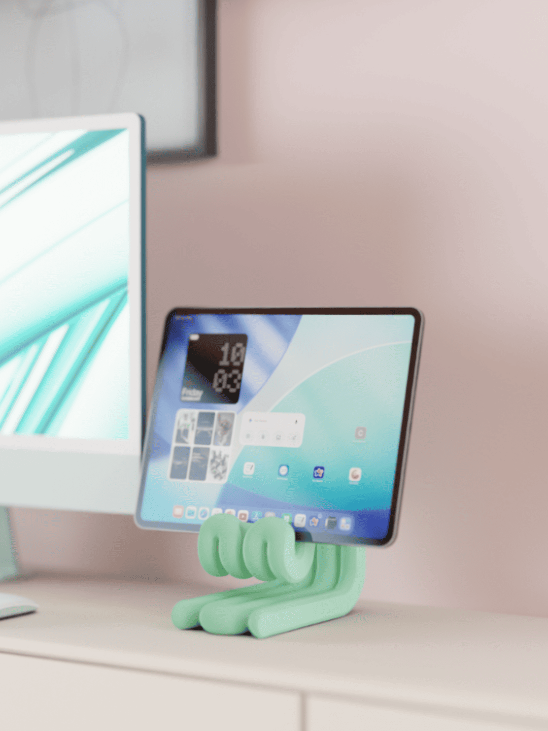 green tablet stand