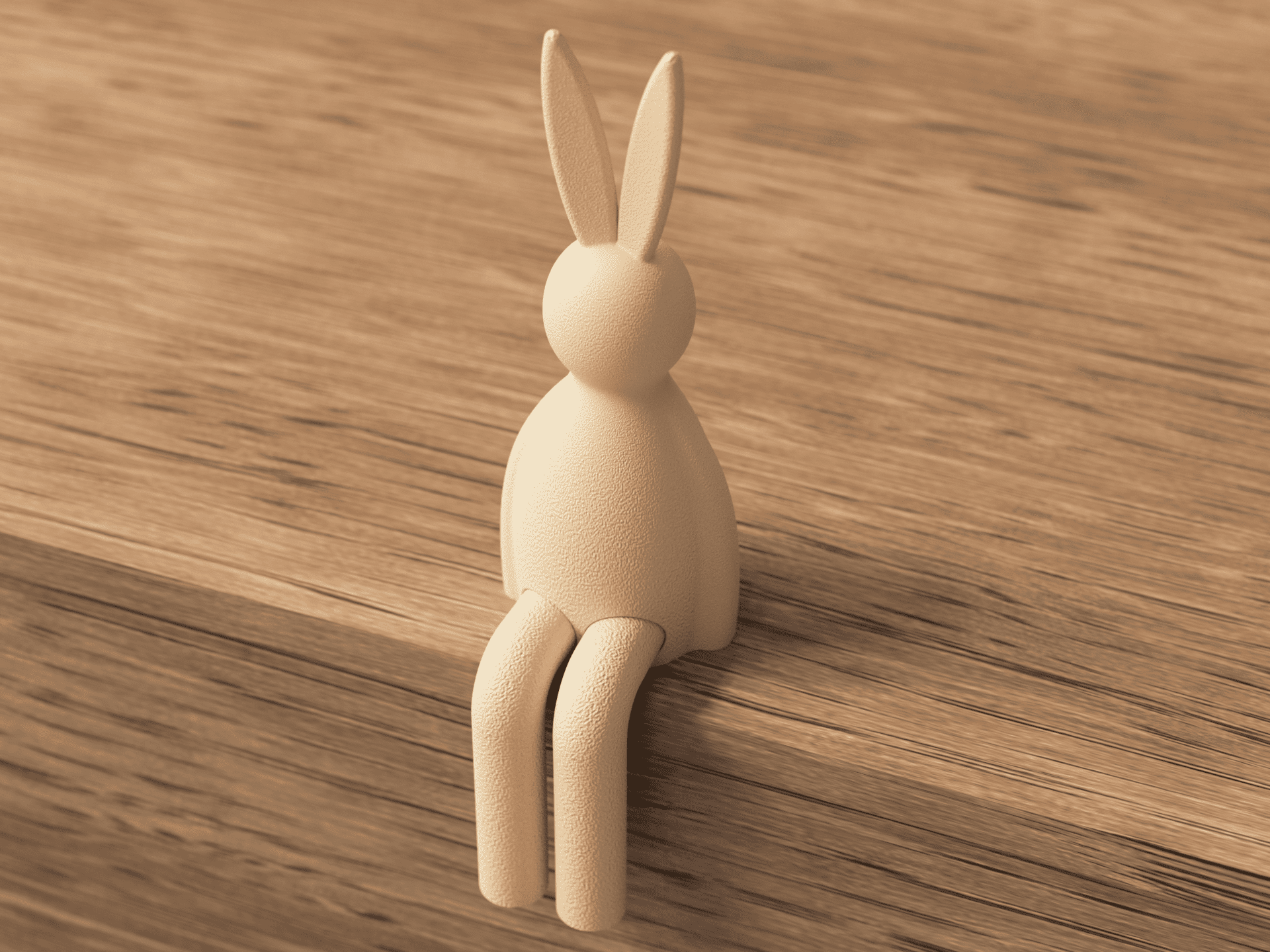 Wooden rabbit-shaped hook on a wooden surface