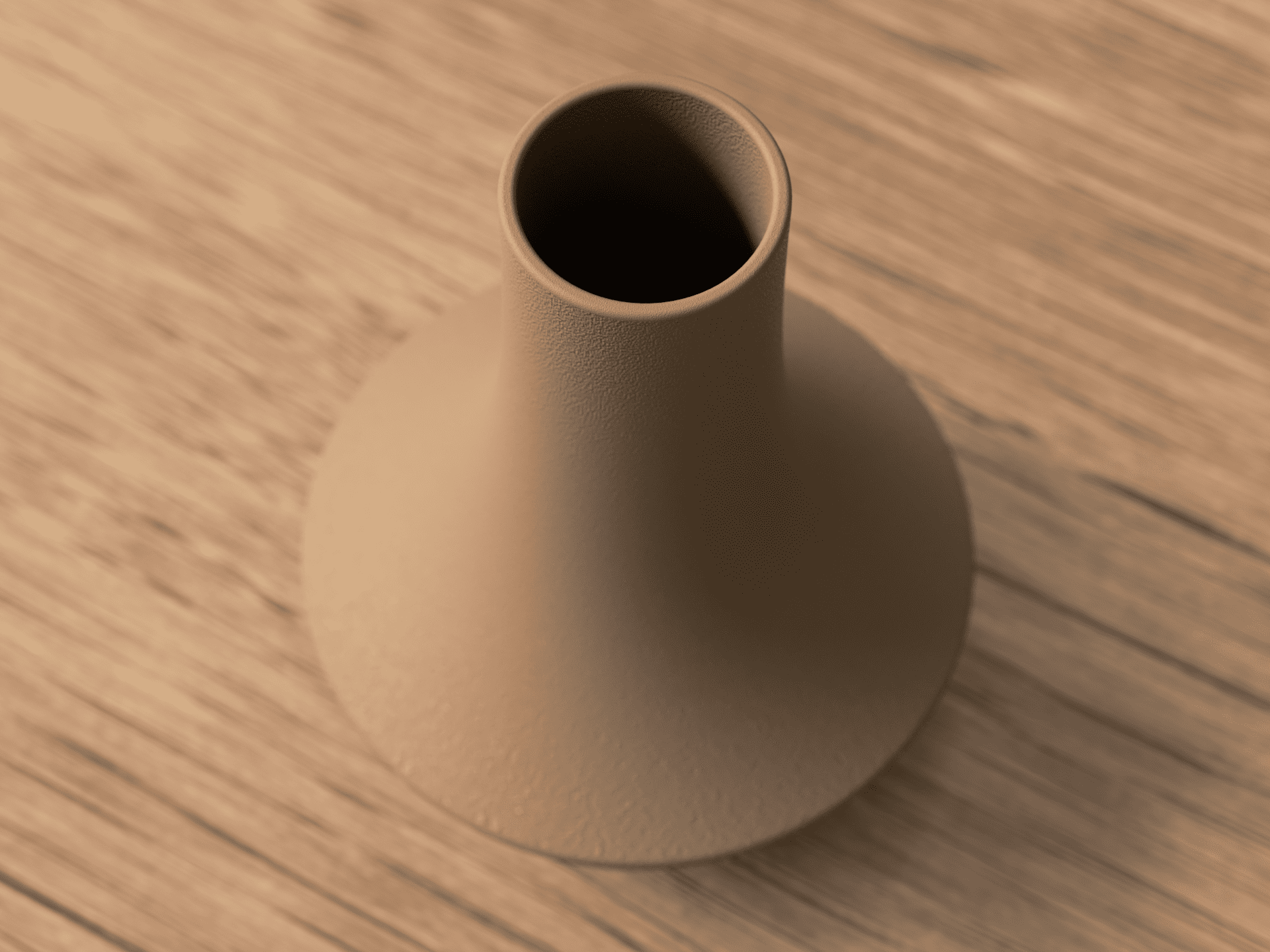 Beige vase on a wooden surface