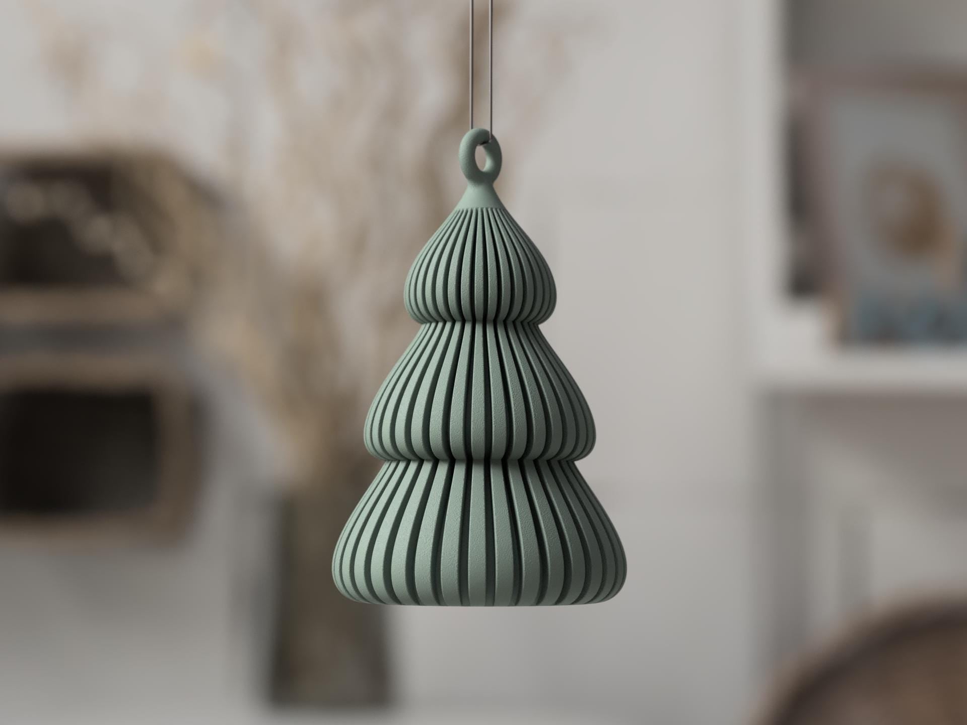 Green textured pendant light hanging against a blurred indoor background