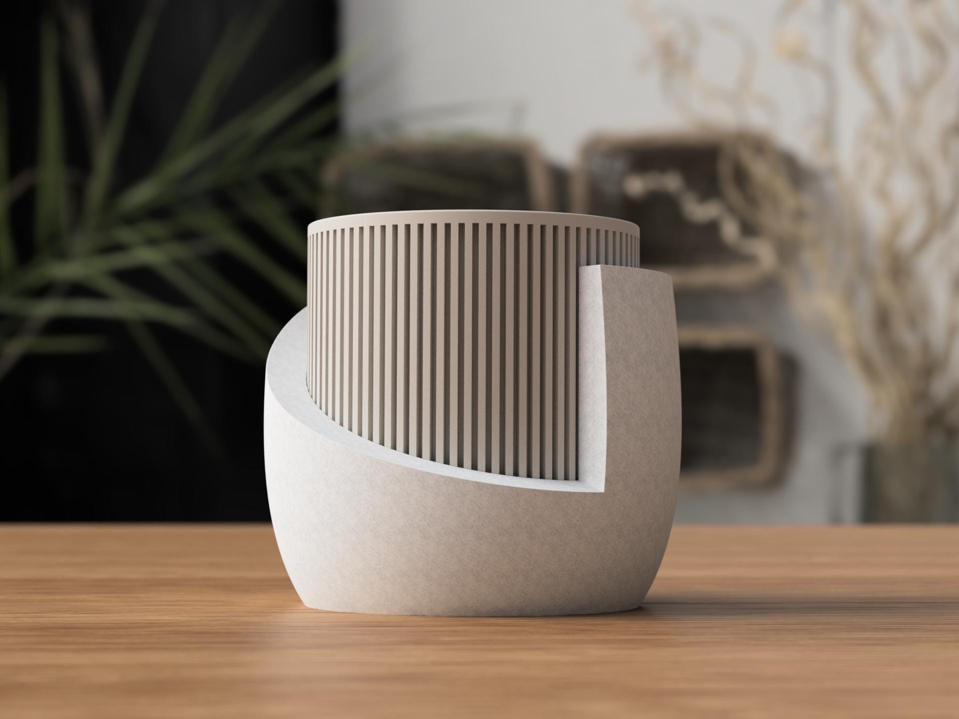 Japandi Planter: Ribbed Minimalist Plant Pot - Small